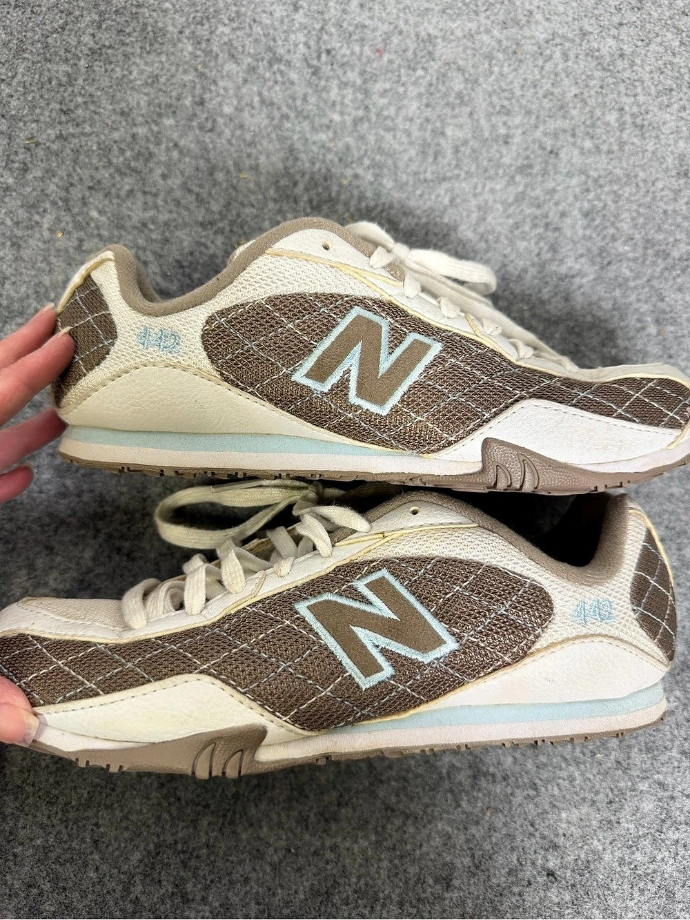 Sample Sneakers- New Balance 442 Quilted Sneakers Brown & Cream US 6 -
